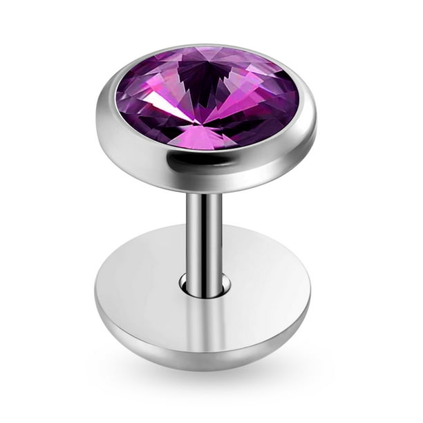 Purple Gems Ear Gauges Ear Plugs Flesh Tunnels 316L Steel Ear Stretching Jewelry